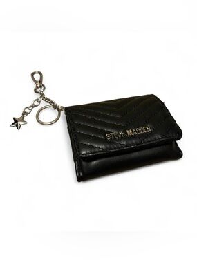 Steve Madden Black Quilted Key Ring Wallet